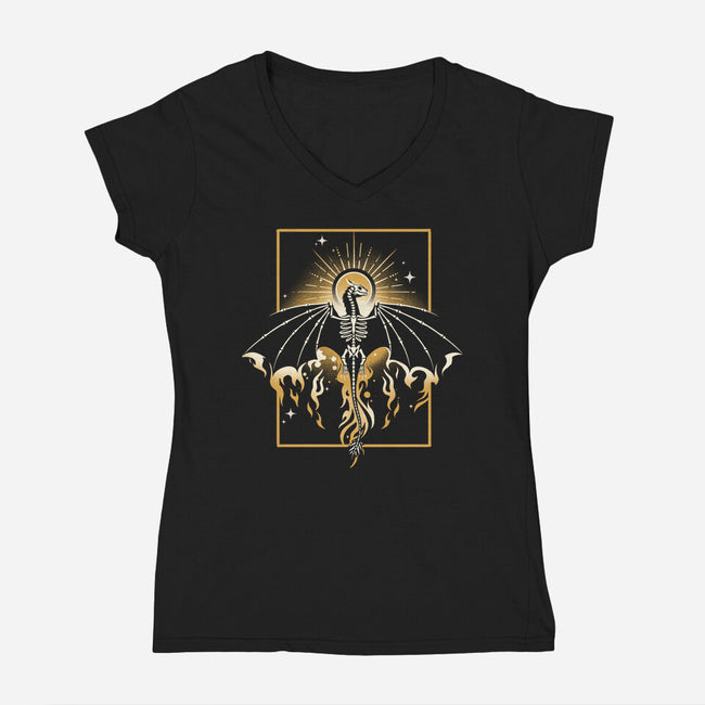 Sun Dragon Undead-Womens-V-Neck-Tee-NemiMakeit