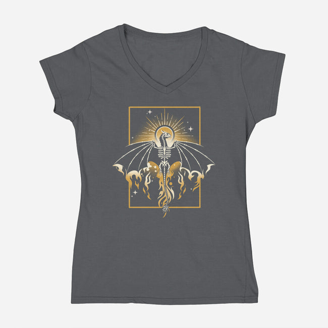 Sun Dragon Undead-Womens-V-Neck-Tee-NemiMakeit