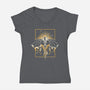Sun Dragon Undead-Womens-V-Neck-Tee-NemiMakeit