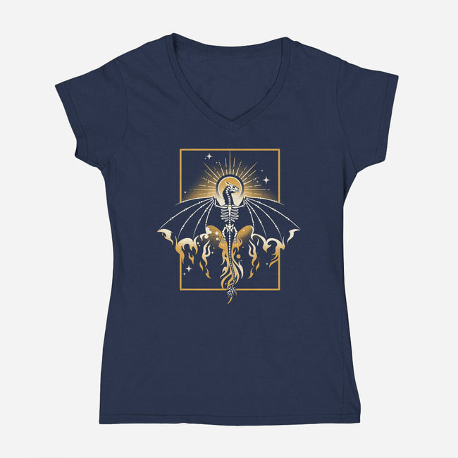 Sun Dragon Undead-Womens-V-Neck-Tee-NemiMakeit
