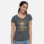 Sun Dragon Undead-Womens-V-Neck-Tee-NemiMakeit
