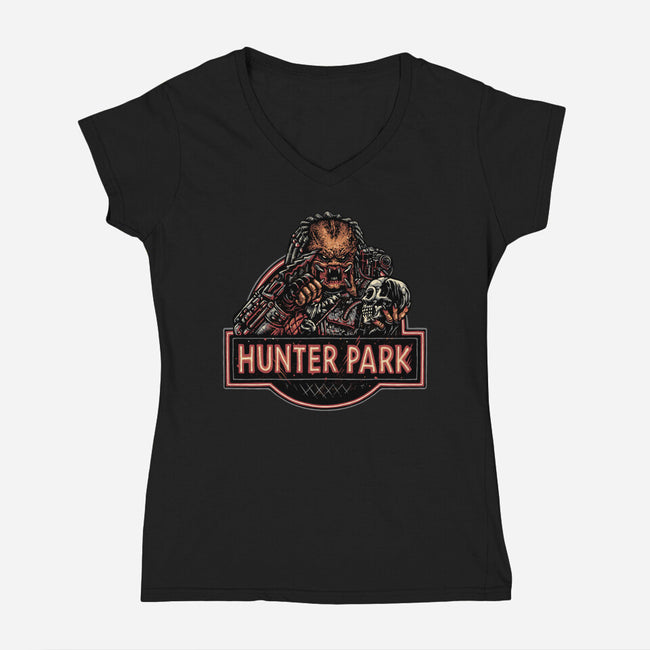 Welcome To Hunter Park-Womens-V-Neck-Tee-glitchygorilla