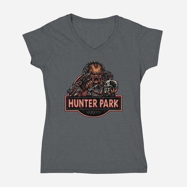 Welcome To Hunter Park-Womens-V-Neck-Tee-glitchygorilla