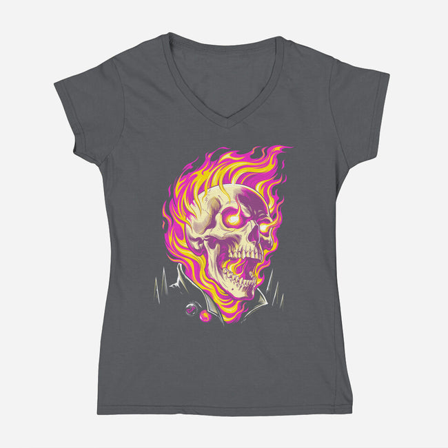 Firey Ride-Womens-V-Neck-Tee-CappO