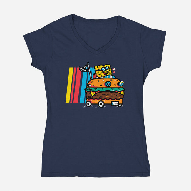 Burger Car-Womens-V-Neck-Tee-krisren28