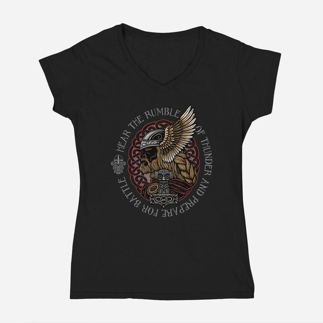 Hear The Rumble Of Thunder-Womens-V-Neck-Tee-glitchygorilla