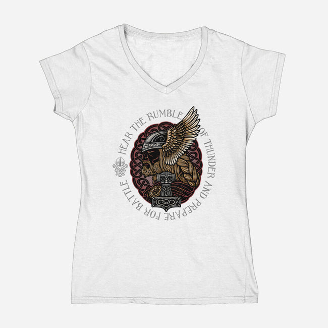 Hear The Rumble Of Thunder-Womens-V-Neck-Tee-glitchygorilla