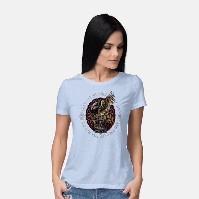 Hear The Rumble Of Thunder-Womens-Basic-Tee-glitchygorilla
