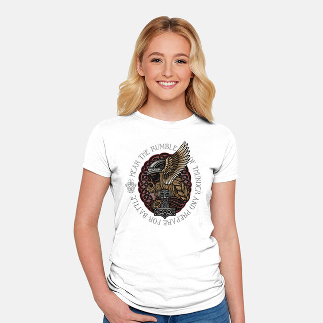 Hear The Rumble Of Thunder-Womens-Fitted-Tee-glitchygorilla