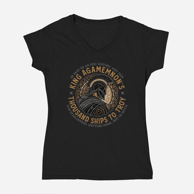 Thousand Ships To Troy-Womens-V-Neck-Tee-glitchygorilla