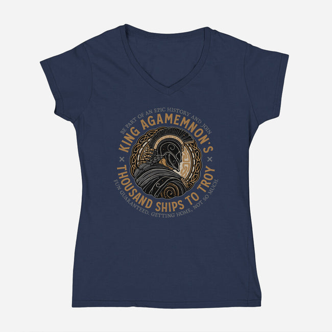 Thousand Ships To Troy-Womens-V-Neck-Tee-glitchygorilla