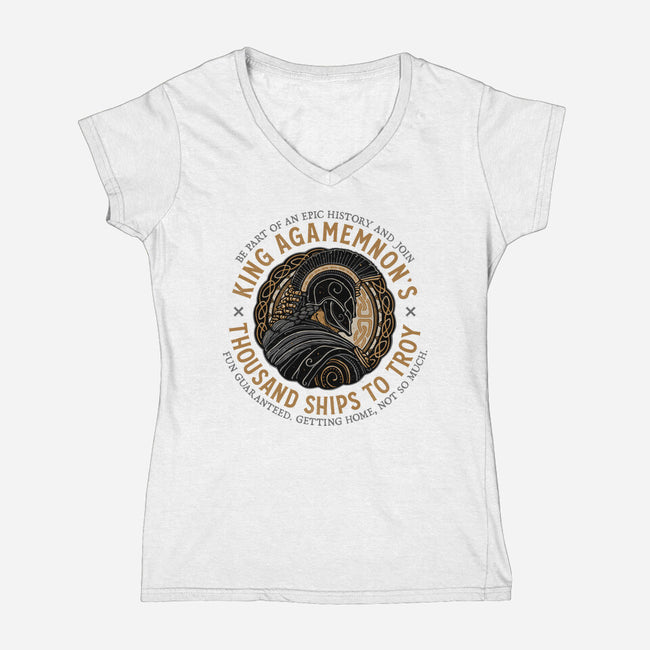 Thousand Ships To Troy-Womens-V-Neck-Tee-glitchygorilla