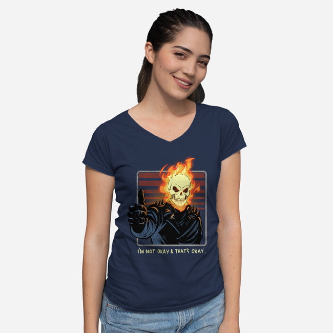 It's Okay Not To Be Okay-Womens-V-Neck-Tee-dandingeroz