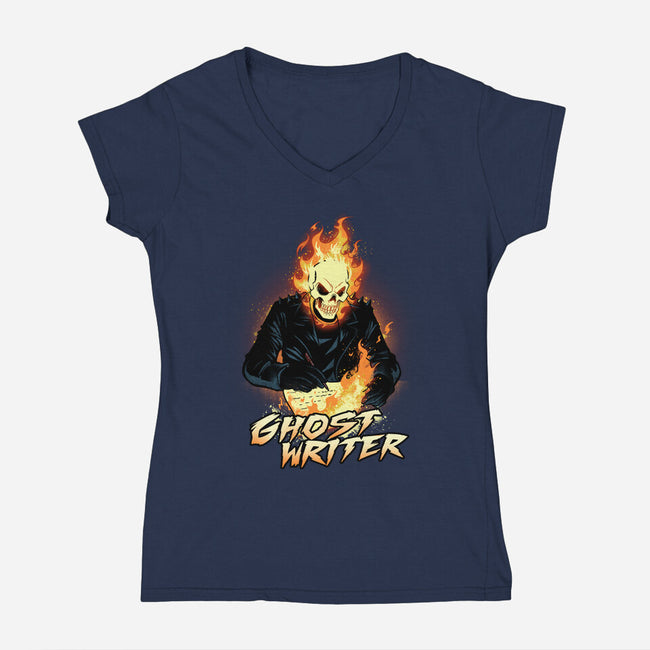 The Ghost Writer-Womens-V-Neck-Tee-dandingeroz