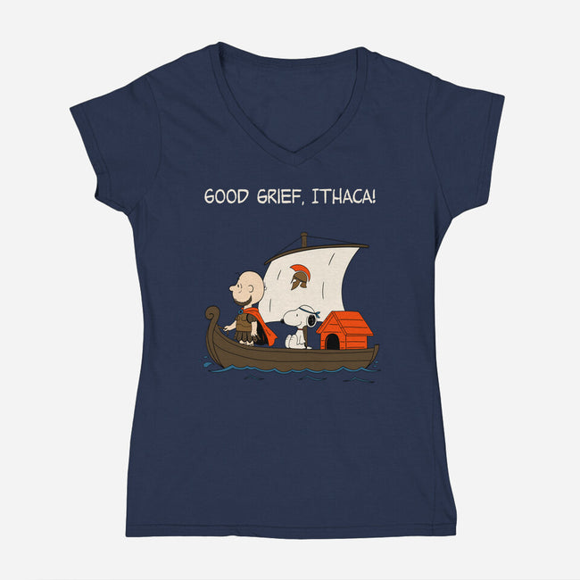 Good Grief Ithaca-Womens-V-Neck-Tee-Mattania