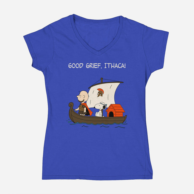 Good Grief Ithaca-Womens-V-Neck-Tee-Mattania