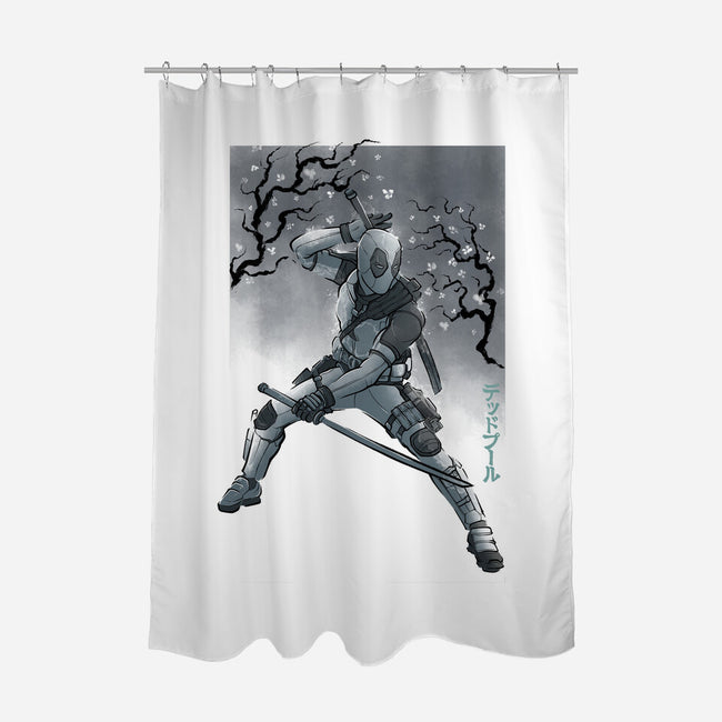 Grey Vigilante Sumi-E-None-Polyester-Shower Curtain-Astrobot Invention