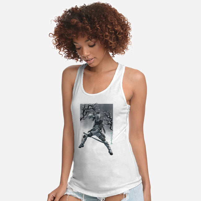 Grey Vigilante Sumi-E-Womens-Racerback-Tank-Astrobot Invention