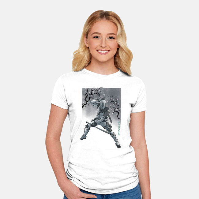 Grey Vigilante Sumi-E-Womens-Fitted-Tee-Astrobot Invention