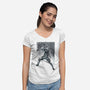 Grey Vigilante Sumi-E-Womens-V-Neck-Tee-Astrobot Invention