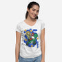 Mushroom Master-Womens-V-Neck-Tee-Astrobot Invention