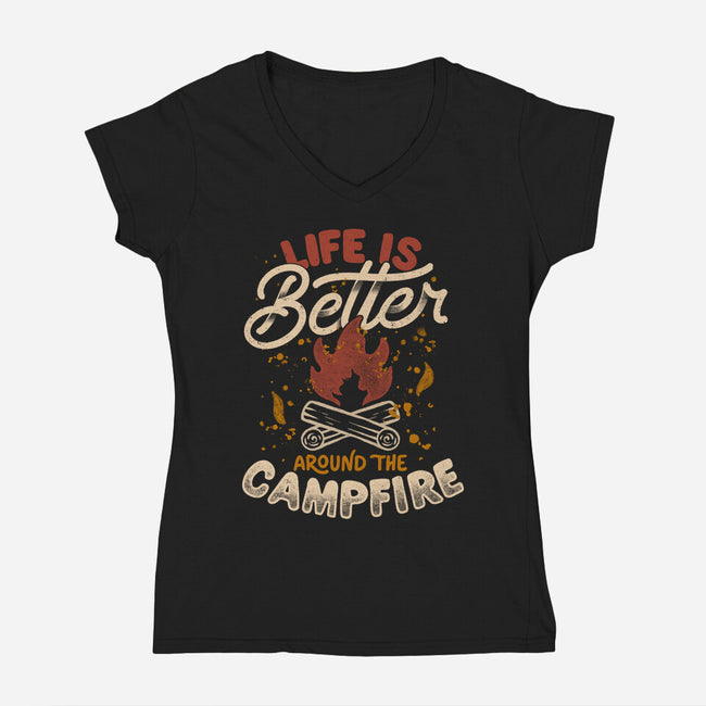 Life Is Better Around The Campfire-Womens-V-Neck-Tee-tobefonseca
