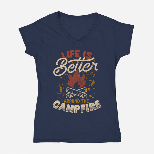 Life Is Better Around The Campfire-Womens-V-Neck-Tee-tobefonseca