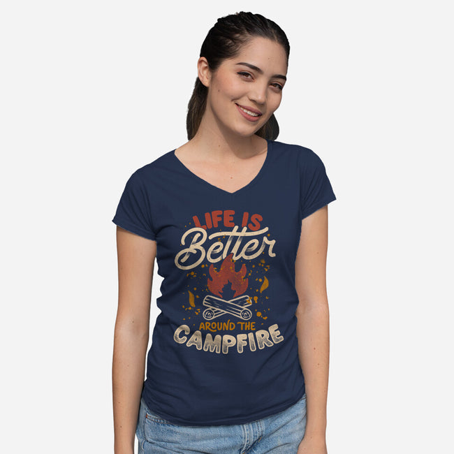 Life Is Better Around The Campfire-Womens-V-Neck-Tee-tobefonseca