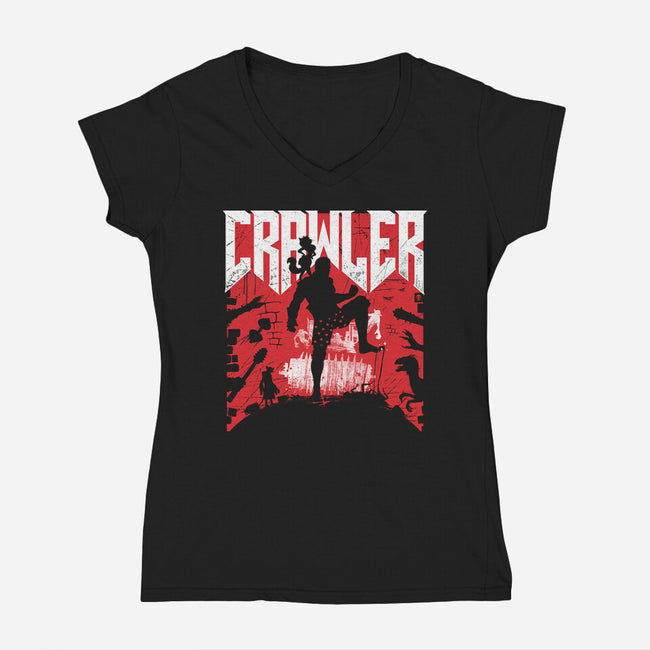 Classic Crawler-Womens-V-Neck-Tee-rocketman_art