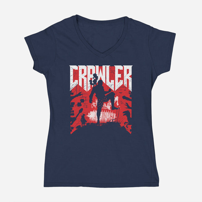 Classic Crawler-Womens-V-Neck-Tee-rocketman_art