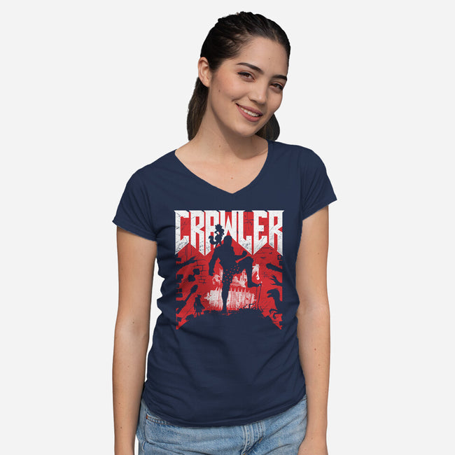 Classic Crawler-Womens-V-Neck-Tee-rocketman_art