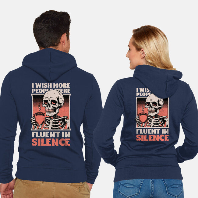 Skull Coffee Silence-Unisex-Zip-Up-Sweatshirt-Studio Mootant