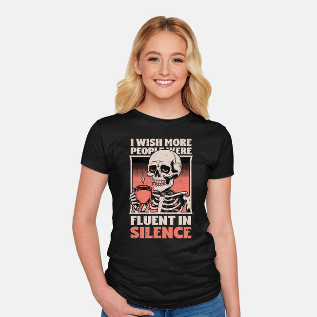 Skull Coffee Silence-Womens-Fitted-Tee-Studio Mootant