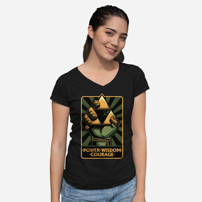 Elf Game Triangle-Womens-V-Neck-Tee-Studio Mootant