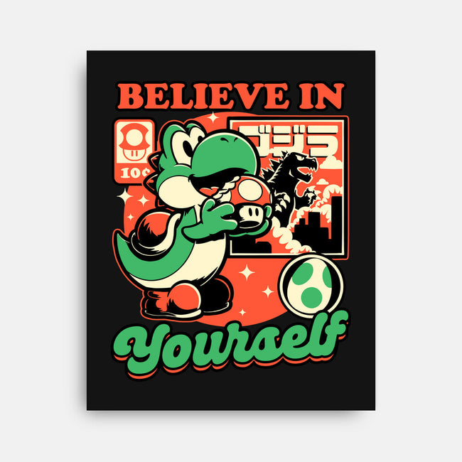 Dinosaur Kaiju Game-None-Stretched-Canvas-Studio Mootant
