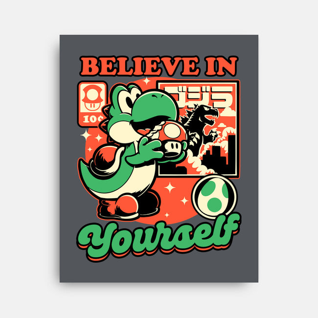 Dinosaur Kaiju Game-None-Stretched-Canvas-Studio Mootant