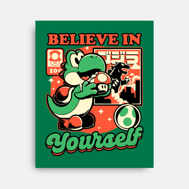 Dinosaur Kaiju Game-None-Stretched-Canvas-Studio Mootant