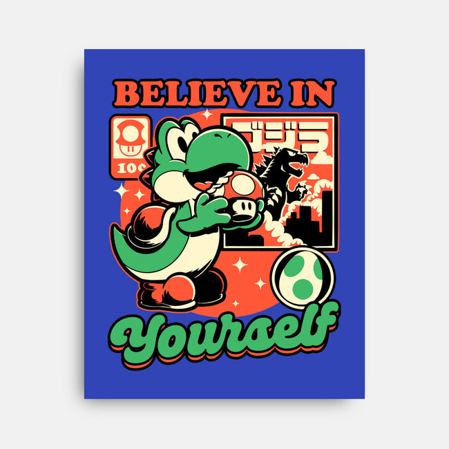Dinosaur Kaiju Game-None-Stretched-Canvas-Studio Mootant