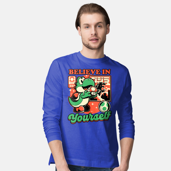Dinosaur Kaiju Game-Mens-Long Sleeved-Tee-Studio Mootant