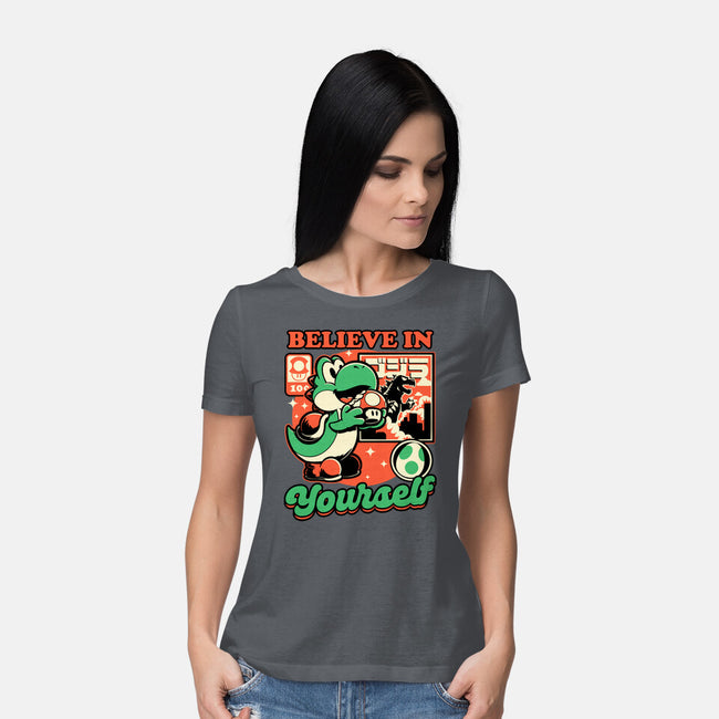 Dinosaur Kaiju Game-Womens-Basic-Tee-Studio Mootant