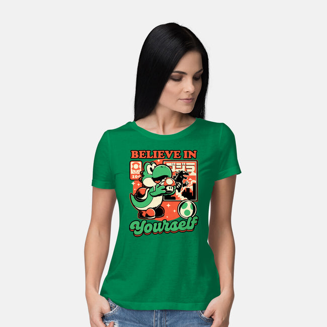 Dinosaur Kaiju Game-Womens-Basic-Tee-Studio Mootant