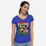 Dinosaur Kaiju Game-Womens-V-Neck-Tee-Studio Mootant