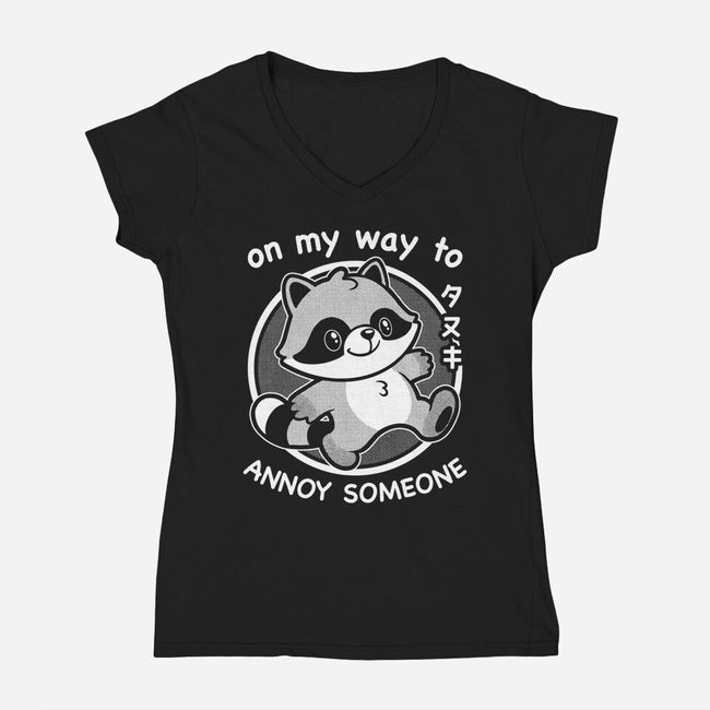 Cute Annoying Raccoon-Womens-V-Neck-Tee-Studio Mootant