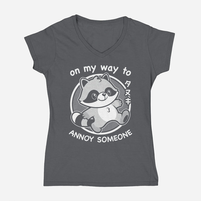 Cute Annoying Raccoon-Womens-V-Neck-Tee-Studio Mootant