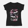 Origami Bat-Womens-V-Neck-Tee-NemiMakeit