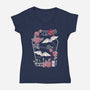 Origami Bat-Womens-V-Neck-Tee-NemiMakeit