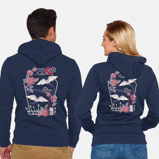 Origami Bat-Unisex-Zip-Up-Sweatshirt-NemiMakeit