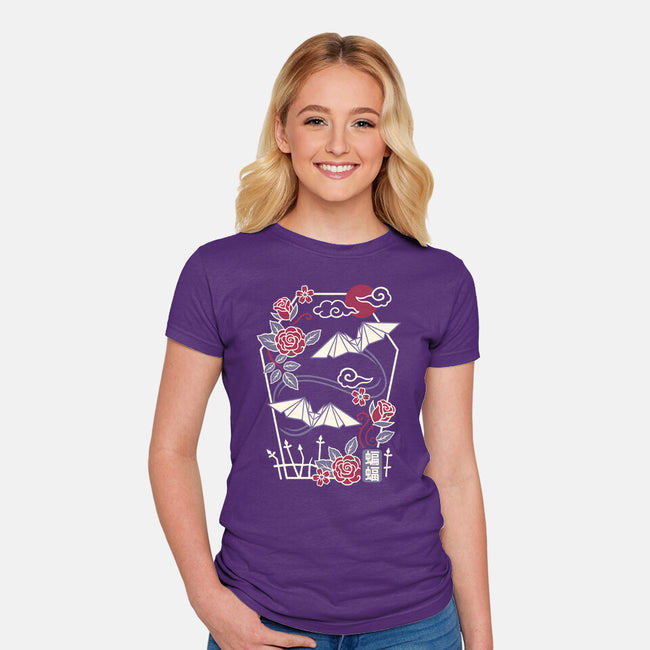Origami Bat-Womens-Fitted-Tee-NemiMakeit