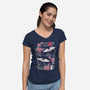 Origami Bat-Womens-V-Neck-Tee-NemiMakeit