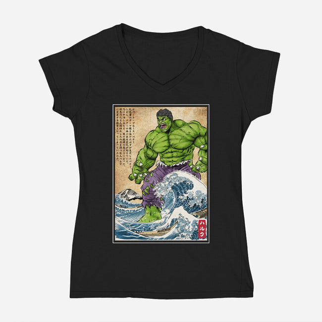 The Green Fury In Japan-Womens-V-Neck-Tee-DrMonekers